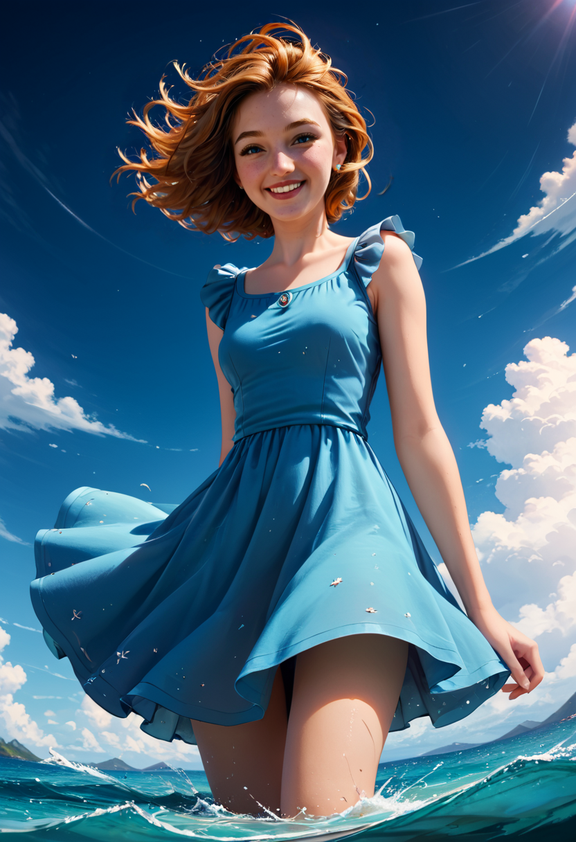 score_9, score_8_up, score_7_up, score_6_up, score_5_up, playful smile, <lora:Dreamgirl_Opal:0.8>, legs, mature, masterpiece, best_quality, ultra-detailed, very detailed facial features, contrapposto, masterpiece, dusk, night sky, 1girl, anna, messy haircut, wearing pale blue, loose, organdie summer dress(short), (((slit dress))), decollete neckline, windswept, twirling around in shallow seawater, macro lens, <lora:princess_xl_v2:0.8>  <lora:Expressive_H:0.8> Expressiveh,