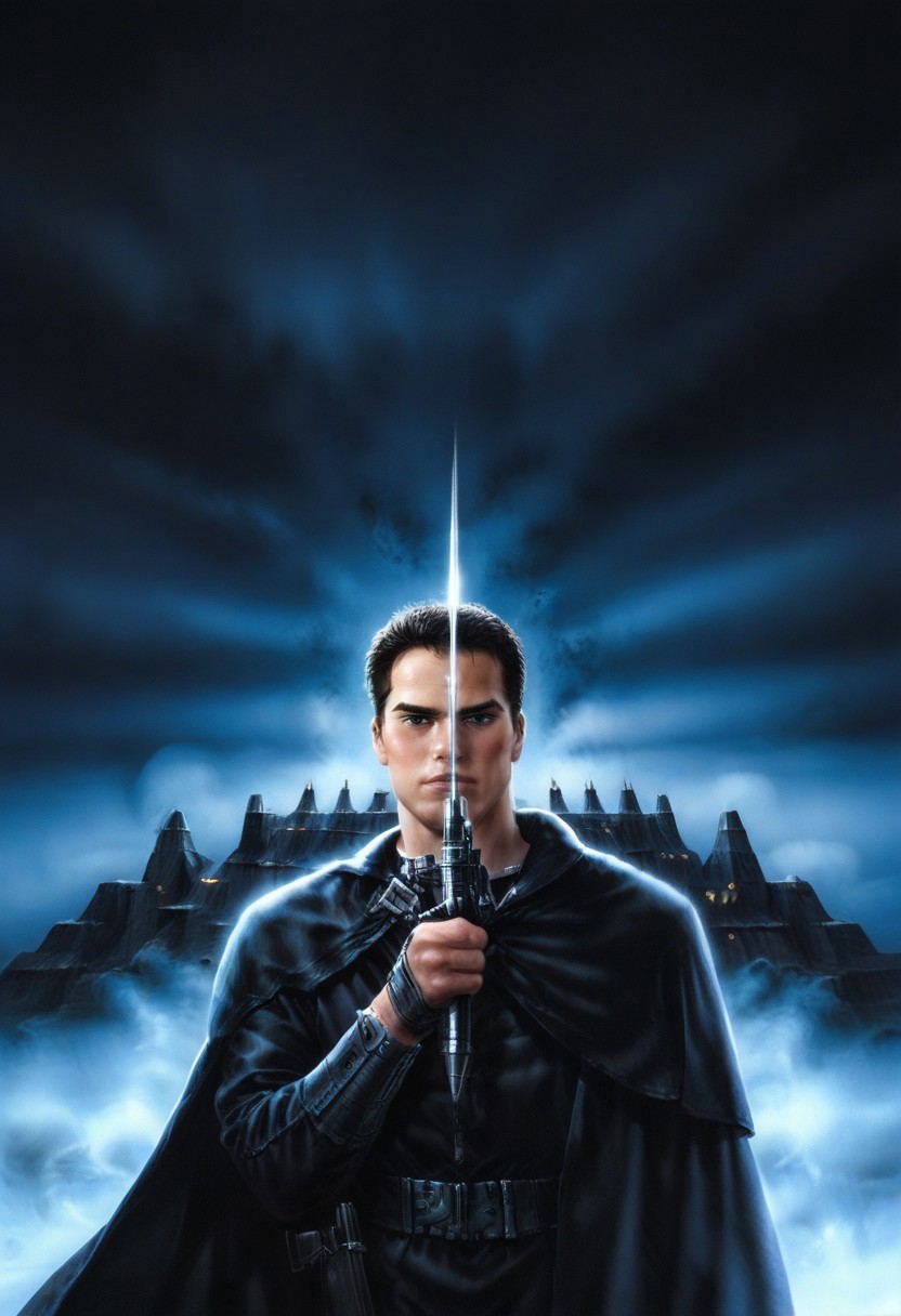 realistic, dark theme, low light, 1boy, solo.
fit body, SFMale, Male noble. Cape, weapon.
