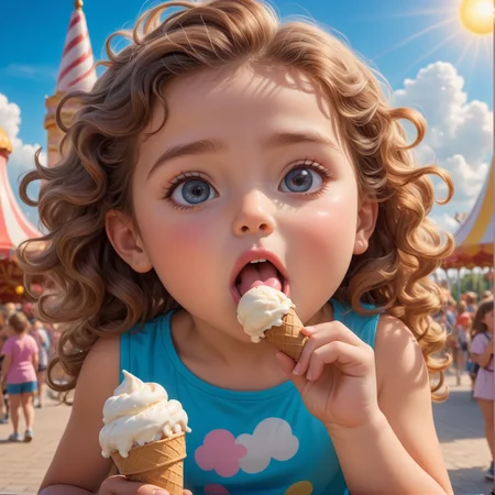 licking ice cream, open mouth, child's tongue, (teeth on lower jaw:1.5), masterpiece, best quality, highly detailed, sharp focus, dynamic lighting, vivid colors, texture detail, particle effects, storytelling elements, narrative flair, 16k, UE5, HDR, subject-background isolation, complex background