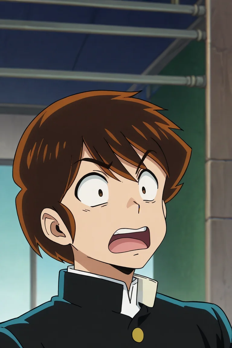 score_9, score_8_up, score_7_up,score_6_up,score_5_up,score_4_up,source_anime,BREAK, rating_safe, intricate details, , anime screencap, anime coloring, official style, depth of field,1boy, solo, male focus,<lora:ataru:0.90> ,ataru moroboshi,brown hair,dark brown eyes,short hair,hair between eyes,short hair,open mouth, long sleeves, jacket, school uniform, upper body, male focus, teeth, from side, gakuran,Mouth agape,wide-eyed, humorous,Goofy,whimsical,Exaggerated reaction,parody,side view , , , <lora:sdxl_lightning_8step_lora_315544:1>