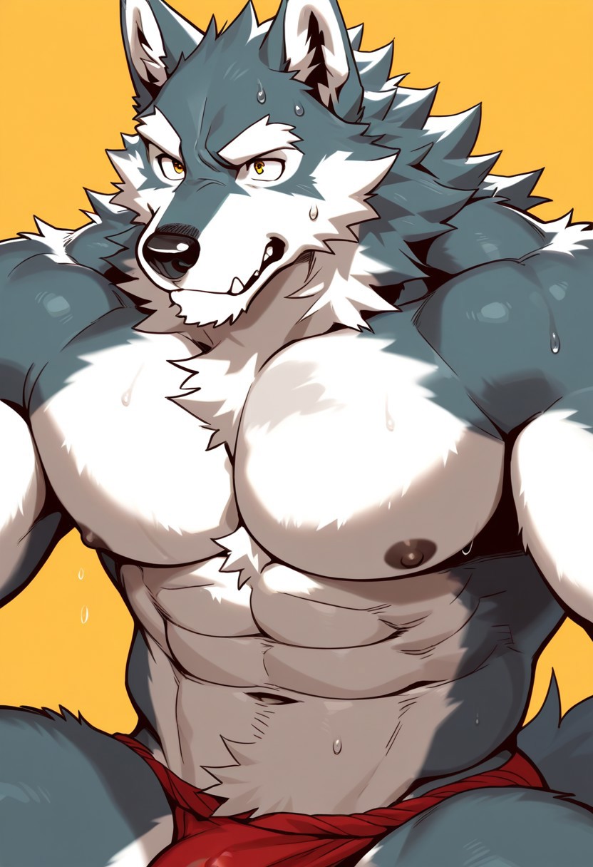wolf, animal ears, furry, male, bara