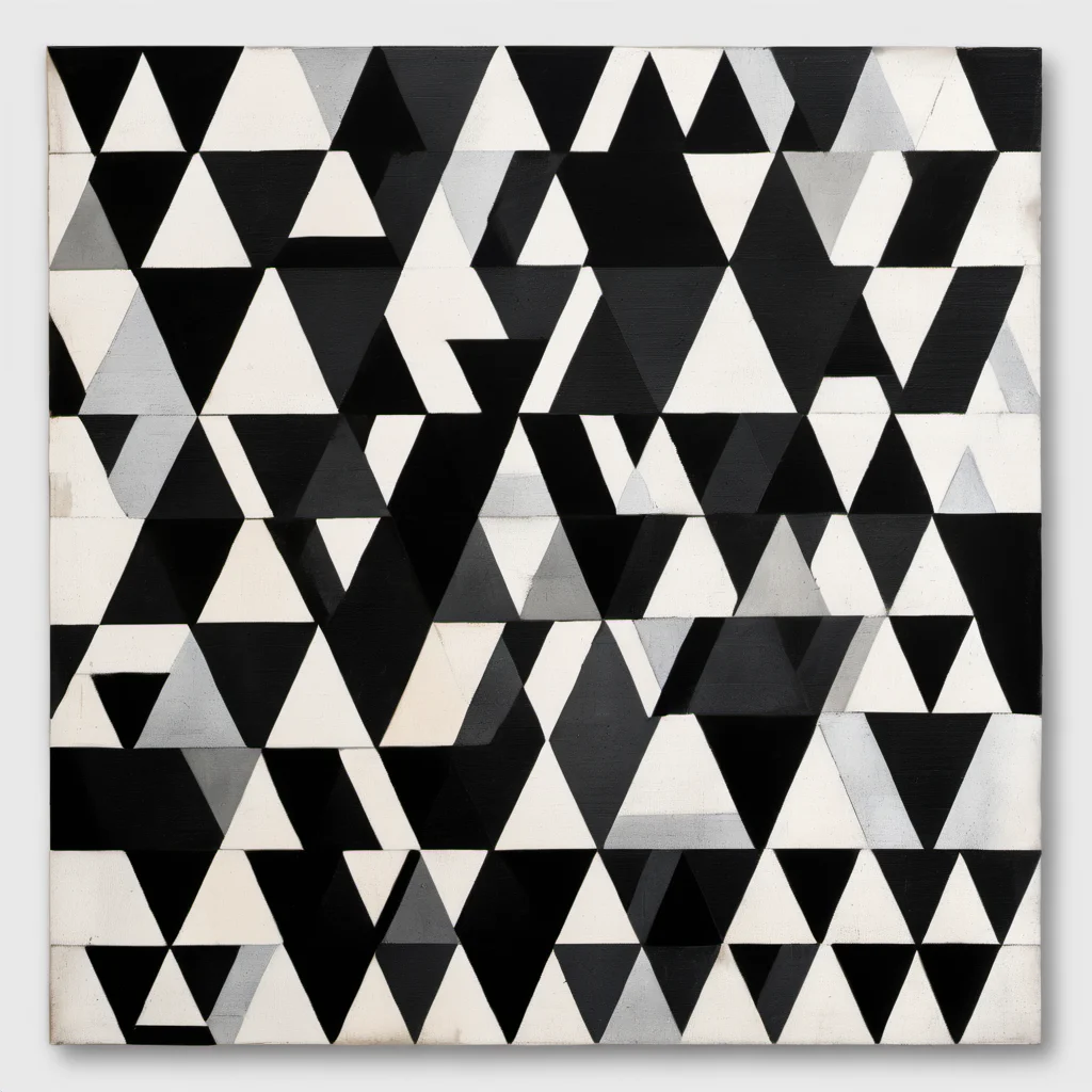 (triangle:2) made of stripes Le Parc  with a black and white design abstraccion geometrica  <lora:LeParc_AI_LoRA_XL_v2.1:1>