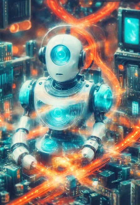 double exposure of opera diva Hatsune Miku with long floating aquq twintails singing high note merging with a printed circuit board of Yamaha electronics chip processor, <lora:DoubleExposure:1>, (head:1.8), <lora:The Phantom of the Opera style:1.5> The Phantom of the Opera style, <lora:loraeyesxl:0.4>