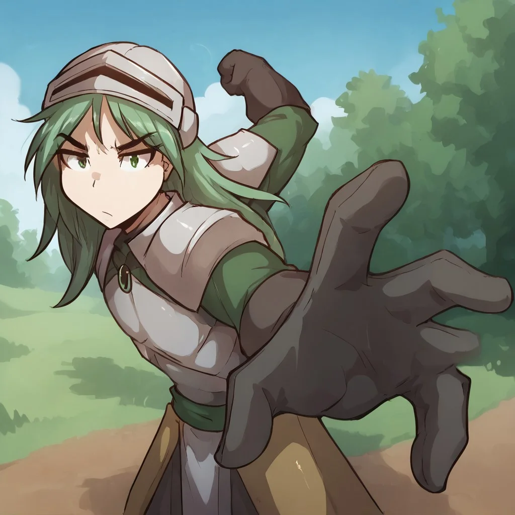 score_9, score_8_up, score_7_up,score_6_up,score_5_up
BREAK
solo, male human, flat chest, plate armour, breastplate, gloves, shoulder armor, helmet,
BREAK
landen-twokinds, human, green eyes, long hair
BREAK
source_anime, IncrsPunchMeme, incoming punch, (annoyed), (5 fingers),