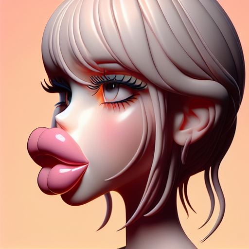 a girl with big lips, side view, high quality