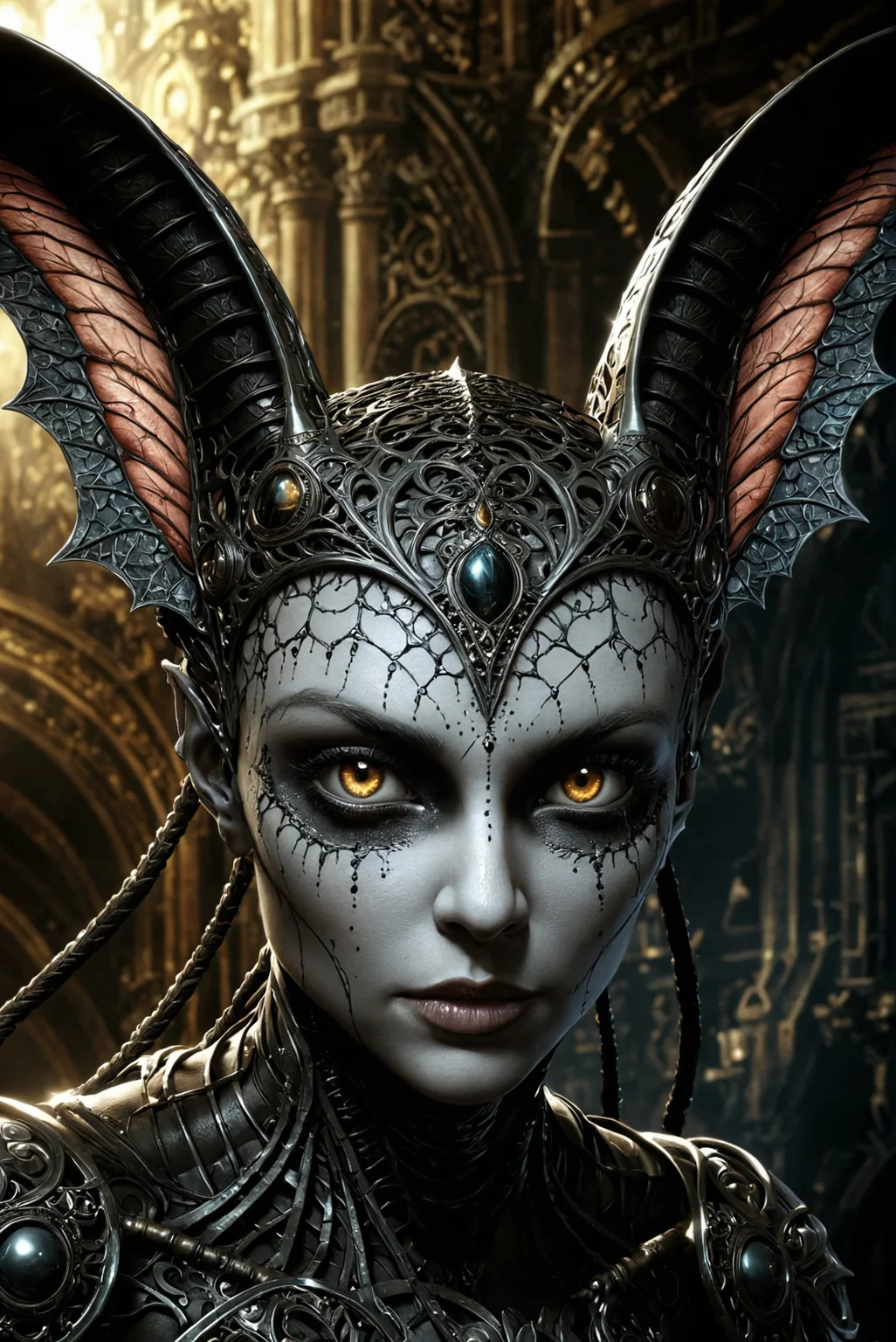 Gothic style famous artwork by (ralph horsley:1.1) and (simon bisley:1.2), (dramatic scene:1.1), (fractal art:1.2), fantasy style, dynamic angle,
female [American Dog Tick:alien:.2] looking Confused, Wide-open eyes, a slightly furrowed brow, and a slightly open mouth. into the camera  <lora:add-detail-xl:3> . Dark, mysterious, haunting, dramatic, ornate, detailed