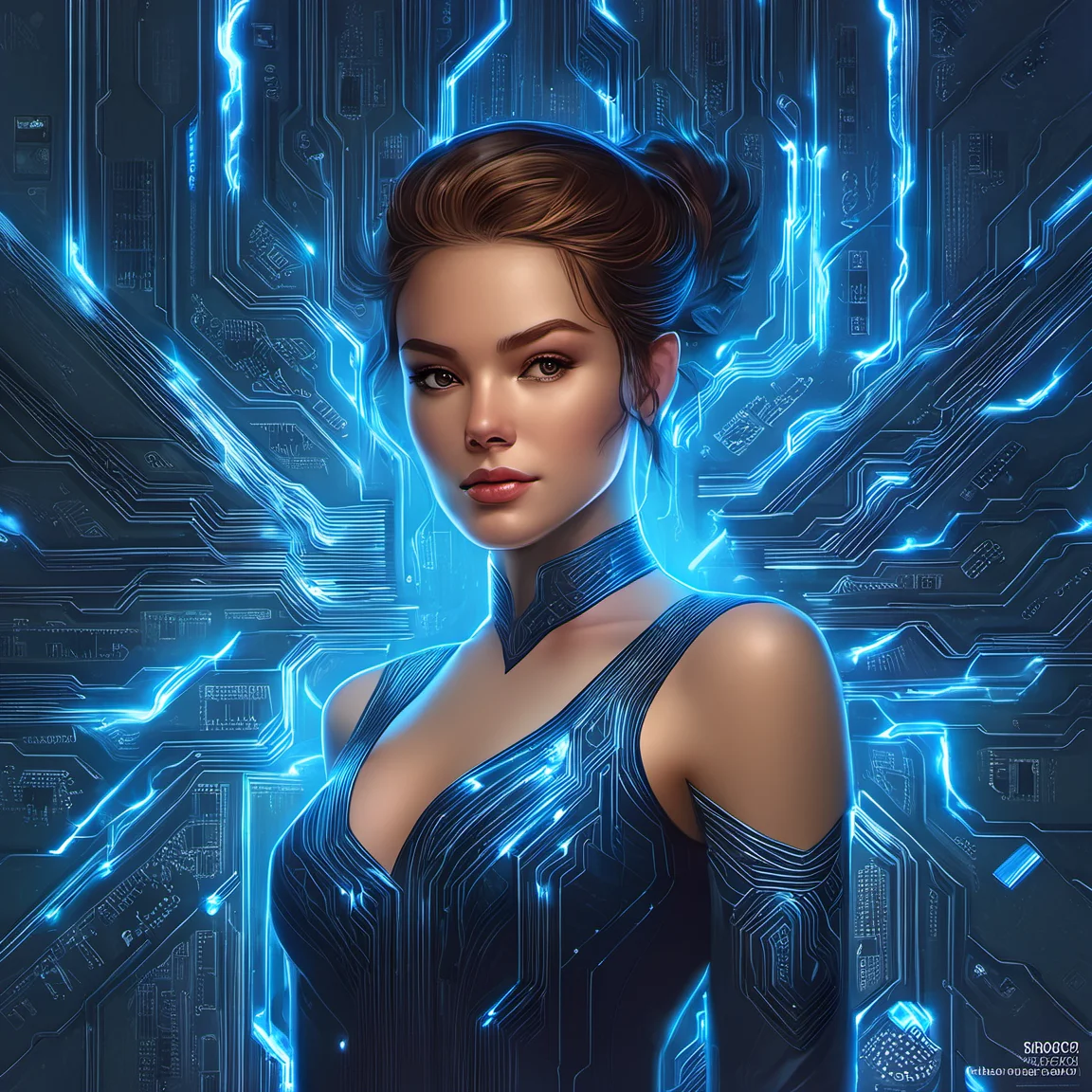 iccircuitart,electric blue theme,<lora:iccircuitart:1>, intricate, elegant, highly detailed, digital painting, artstation, concept art, smooth, sharp focus, illustration, art by wlop, charlie bowater and alexandra fomina