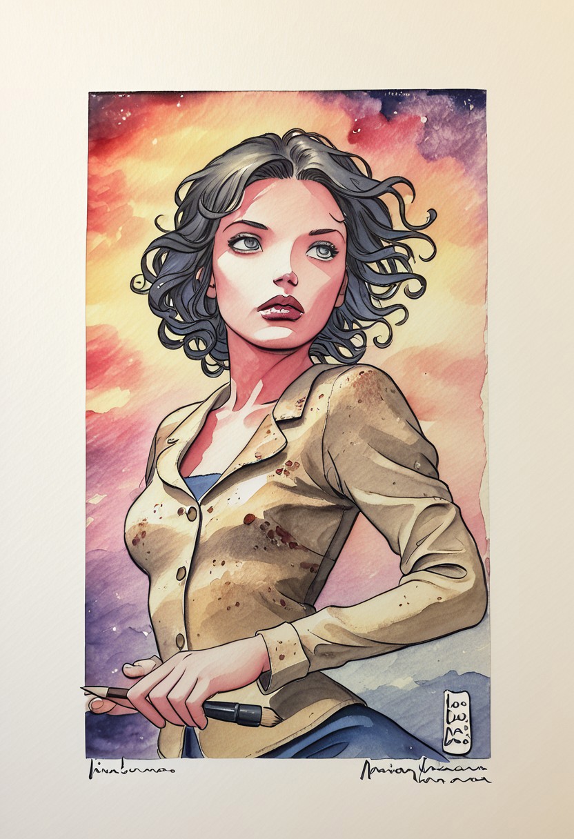 MMWC,A black panter,watercolors,watercolor technique,pen and ink line arts,watercolor french paper texture,watercolor brush strokes, milo manara watercolors art style,,milo manara art style,watercolors,watercolor paper,watercolor techniques,watercolor brush texture,watermark.