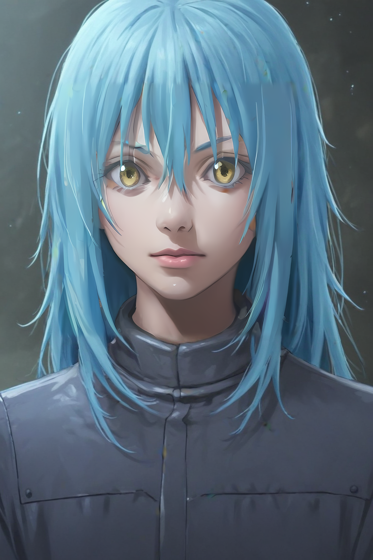 score_9, score_8_up, score_7_up, score_6_up, score_5_up, score_4_up, BREAK source_anime, (photorealistic:0.6), looking at viewer, , , 1other, androgynous, solo, <lora:rimuru_tempest_pony:0.9>, rimuru_tempest, blue hair, yellow eyes, long hair, bangs, hair between eyes, , , , <lora:sdxl_lightning_8step_lora:1>
