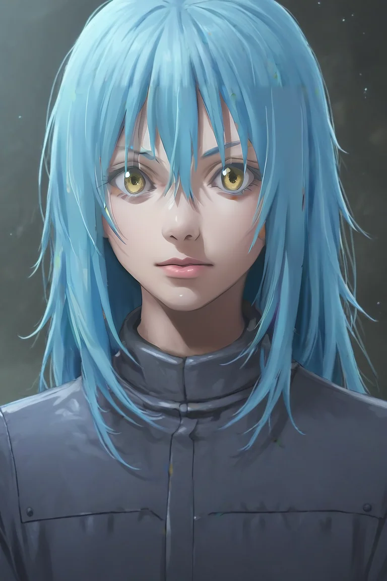 score_9, score_8_up, score_7_up, score_6_up, score_5_up, score_4_up, BREAK source_anime, (photorealistic:0.6), looking at viewer, , , 1other, androgynous, solo, <lora:rimuru_tempest_pony:0.9>, rimuru_tempest, blue hair, yellow eyes, long hair, bangs, hair between eyes, , , , <lora:sdxl_lightning_8step_lora:1>
