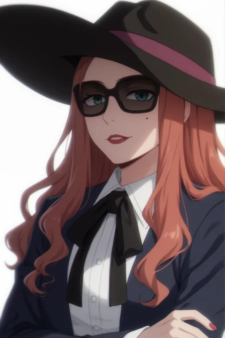 <lora:Sylvia_Sherwood:0.7> rating_all, score_10, score_8_up, score_7_up, Sylvia Sherwood, sunglasses, hat, upper body, white background, looking at viewer <lora:sdxl_lightning_4step_lora:0.8>,