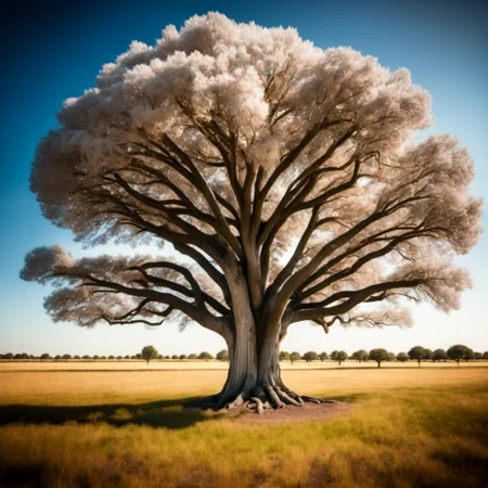 photo A large Tree stands in the center of a field (TreePhoto style:1) <lora:djzTreePhoto:0.8)