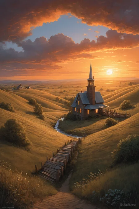 by [Phil Koch:Terry Redlin:0.25] and [Guweiz|Rob Gonsalves] in the style of Edwin Georgi