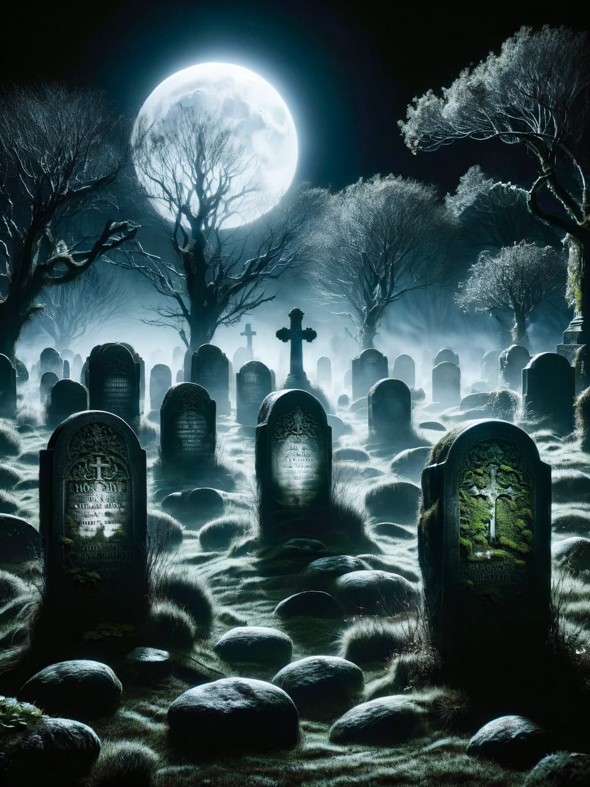 A moonlit ais-crsdgraveyard with ancient, moss-covered tombstones, a chill wind carrying the scent of forgotten tales. <lora:ais-crsd-sdxl:1>