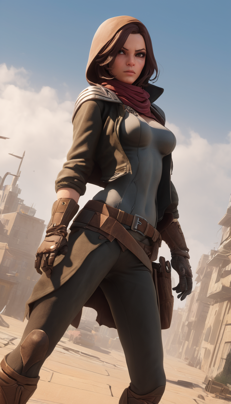 Cinematic scene, hero view, female rogue, action pose, detailed background, masterpiece, best quality, high quality, absurdres <lora:mikumikudance_medium:0.25>
