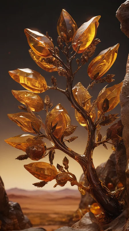ambr1 tree, flowers, amber background, cinematic <lora:ambr1:1>