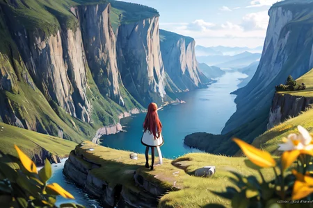 highly insanely detailed, masterpiece, top quality, best quality, highres, 4k, 8k, RAW photo, (very aesthetic, beautiful and aesthetic),
(code_style,codestyle),
<lora:CodeStyle (half generic class)_564920:0>,
(1girl:1.3), 1other,
cliff,cliff scenery,mountainside,cliff face,âââ