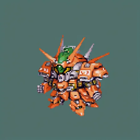 full body view, Amphibious Mobile Suit, m3chaf0rge, chibi, mecha, no humans, robot, full_details, simple background, green background