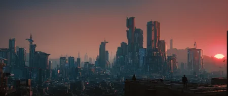 cinematic film still of <lora:perfection style:0.3>
<lora:detailed:0.1>
<lora:Chiaroscuro Lighting Style:0.3>
<lora:cyberpunk style v2:0.9>
<lora:Cyberpunk Style:0.1>
In Cyberpunk city a city with a lot of tall buildings and a red sky,bionic,transhuman,Dystopia,Dystopian,kakotopia,Science fiction,high tech,low life,societal collapse,Artificial,Posthuman,future,futuristic,Artificial intelligence,Cyborg,genetically-enhanced humans,sci-fi,Cyberpunk Style,outdoors,sky,signature,no humans,building,scenery,science fiction,sunset,city,sun,cityscape,spacecraft,red sky,Cyberpunk Style , science fiction, futuristic setting, detailed background, dramatic light, dramatic shadow light, contrast, cinematic color, cinematic look, filmic, realistic, realism, perfection, perfect, different, cinematic, film, cinematography, artstation, Cyberpunk city style, Cyberpunk style, shallow depth of field, vignette, highly detailed, high budget, bokeh, cinemascope, moody, epic, gorgeous, film grain, grainy
