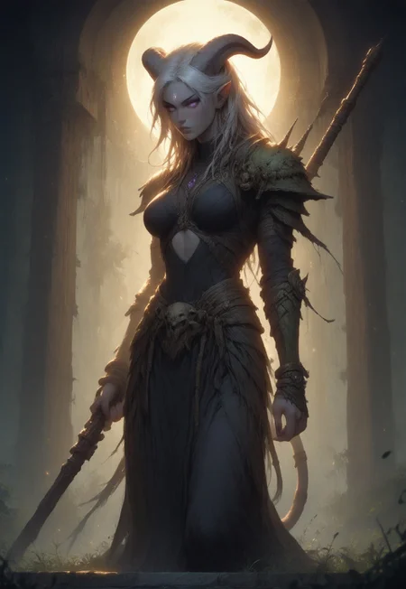 (absurdres, best quality, masterpiece:1.4), score_9, score_8_up, score_7_up, score_6_up, detailed, detailed body, detailed face, world of warcraft, fantasy,
fFaceDetail, SkinDetail, ((female, draenei, tall, athletic arms, pale white skin, smooth skin, long white hair, purple eyes, no pupil, no sclera, long white tail), (h0rns, ram horns, white horns),
(long fingers, purple fingernails, purple nail polish)),
(long loose teal dress, simple armlet, black facemask, teal silk scarf), GunMonk, shotgun, holding shotgun,
full body, side view
outdoor, evening, mountains