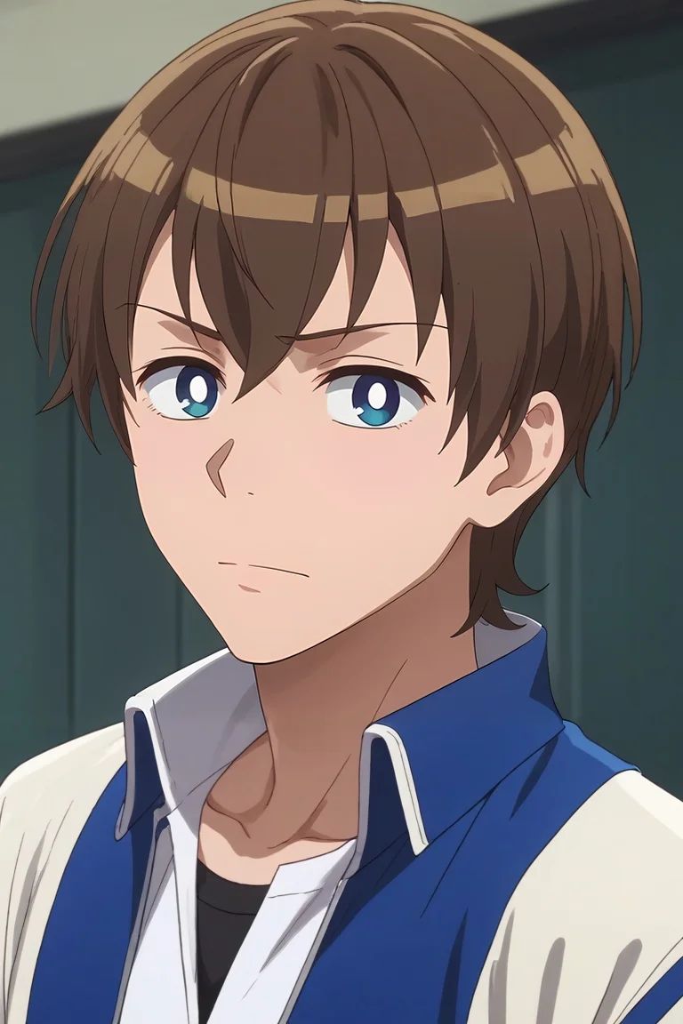 score_9, score_8_up, score_7_up, , rating_safe, , anime screencap, anime coloring, , looking at viewer, depth of field, 1boy, solo, male focus, <lora:masato_oosuki_pony:0.76>, masato_oosuki, brown hair, blue eyes, short hair, bangs, hair between eyes, bright pupils, white pupils, , track jacket,, <lora:sdxl_lightning_8step_lora:1>