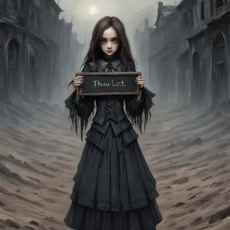 (((Ultra detailed, Megapixel)))
1girl, (((holding out a sign with number "THOU*ART*LOST"))), by charlie bowater and dan mumford and trevor Brown, hands, terror, gloomy, dark, blank face, no face, wasteland background, no mouth, no eyes, long hair