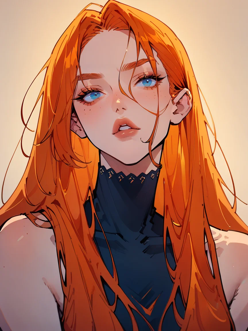 score_9, score_8_up, score_7_up, score_6_up, score_5_up, <lora:P0p4rtXLP:1> p0p4rt, orange hair, long hair, blue eyes