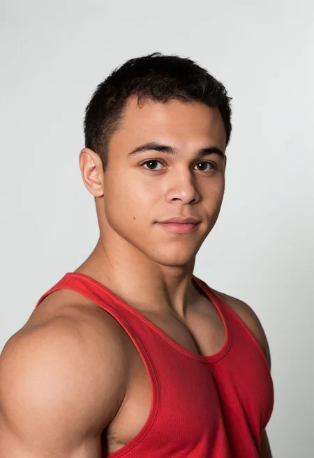 glennperson <lora:sc_glenn_sdxl_v1-000010:0.8>, portrait, relaxed confident expression, wearing red tank top, white background, high quality, studio shot, high key, professional lighting, nikon d850, film stock photograph, 4 kodak portra 400, camera f1.6 lens, rich colors, hyper realistic, lifelike texture, dramatic lighting, cinestill 800