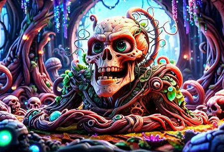 Funny old man with glass cthulhu,cybernetic style Ultimate fusion of technology and allure, Cosmic Cyber Warrior. Embodying the creative genius of Jovana Rikalo, Brandon Woelfel, and Ross Tran, spectacular cosmic landscapes fraught with otherworldly conflict. Shimmering cables course beneath her translucent epidermis, connecting to powerful vertebrae that support a resplendent skull adorned with cascading neon undercut locks. Mysterious constellations twinkle ominously overhead, casting eerie shadows on the ground below. This masterpiece encapsulates the quintessential essence of science fiction, presenting a highly detailed exploration of extraterrestrial themes guaranteed to captivate audiences worldwide. . futuristic, technological, cybernetic enhancements, robotics, artificial intelligence themes,  8k picsmade of ral-mythfrst <lora:ral-mytfrst:1>
