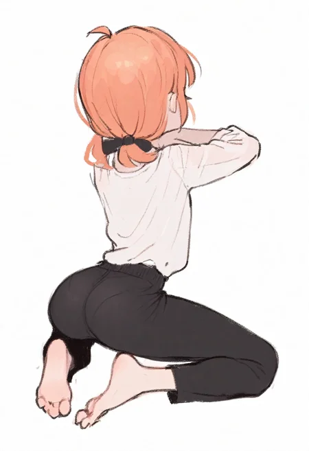 score_9,score_8_up,score_7_up BREAK 1girl,solo,source_anime,long_hair,<lora:ç»èæ»å1.4 StS_PonyXL_Detail_Slider_v1.4_iteration_3:4>,<lora:ARTIST__å·å£ã¤ããµ-Kawaguchi_Issa:0.8>,full body,bow back,barefoot,ass,flexible,tiptoes,<lora:arakooaug17:0.8>,spinning,black_pants,hip hop,kneeling,