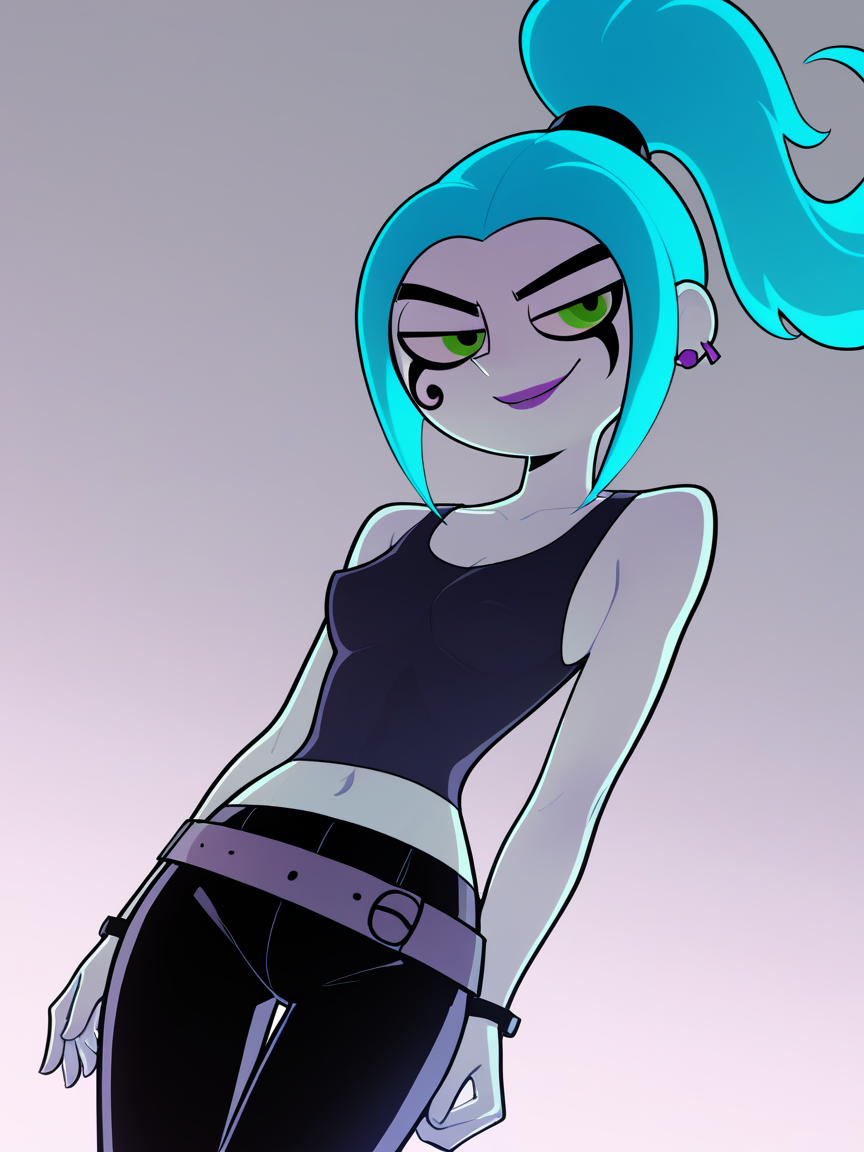 score_9, score_8_up, score_7_up, best quality, masterpiece, 4k, uncensored, perfect lighting, very aesthetic, anime, cartoon, BREAK
1girl, ember mclain, <lora:ember_mclain-PD-1.0:1>,
tank top, tights, belt, 
smug,
cover art, cowboy shot, dutch angle,