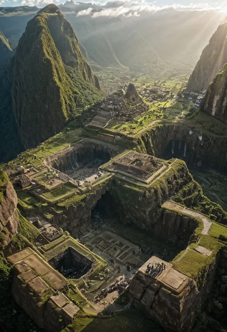 (pastel neon niji colors, terraforming mecha-Pyramid Like drdnght machine hovering above planet earth 20000 bc:1.45), 
(atmospheric haze, Film grain, cinematic film still, highly detailed, high budget, cinemascope, moody, epic, OverallDetail, gorgeous, 2000s vintage RAW photo, photorealistic, candid camera, color graded cinematic, eye catchlights, atmospheric lighting, skin pores, imperfections, natural, shallow dof:1.3),
(Ancient megalithic civilization, Azka Lines, on Easter Island:1.3), (The colonial city of the future, in the mist-filled Grand Canyon, on an unknown Earth-like planet, 2 moon on sky, Spaceship flight connects colonies, waterfulls:1.2), (Machu Picchu, a mountain settlement, incredibly spectacular:1.2),  (avant-garde, future, reality, science fiction, photorealistic), White limestone with black granite, fountain, waterfall, landmark, square, path, narrow street, (Large Files, Ultra Realistic, 8K, 16k, FHD, HD, VFX, Perfect, Photography, composition, Architecture Sales Photography, Architecture Competition, Ultra High Resolution, Cinematography, High Resolution Image:1.1), (dramatic lighting, direct sunlight, ray tracing, clear shadow:1.1), (real landscape:1.1), (blurred background:1.0), (urban background, more_details) ,
extremely detailed, industrialbuilding, drdnght machine, spstation, mayamaze, caveruinsAerial