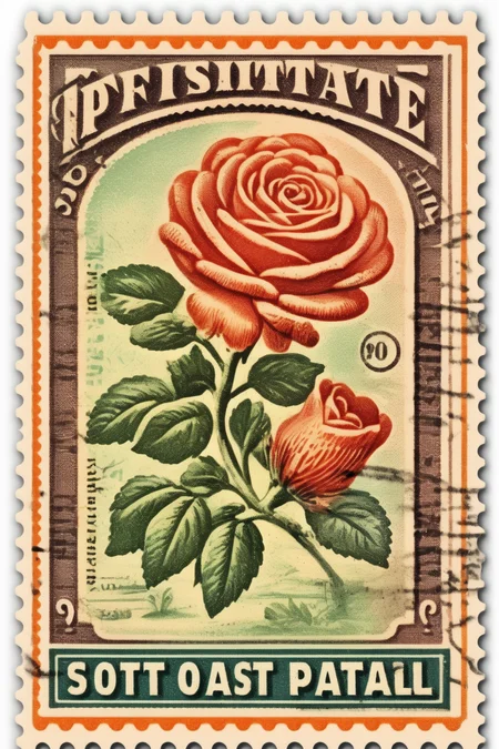 <lora:Vintage Postage Stamps:1>Vintage Postage Stamps - single retro stamp white background sticker