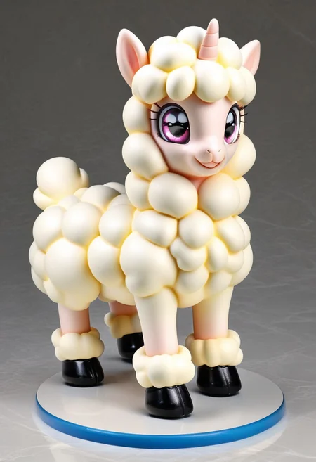 a cute chibby Latex alpaca with big rainbow eyes, very detailed, 4k, sharp