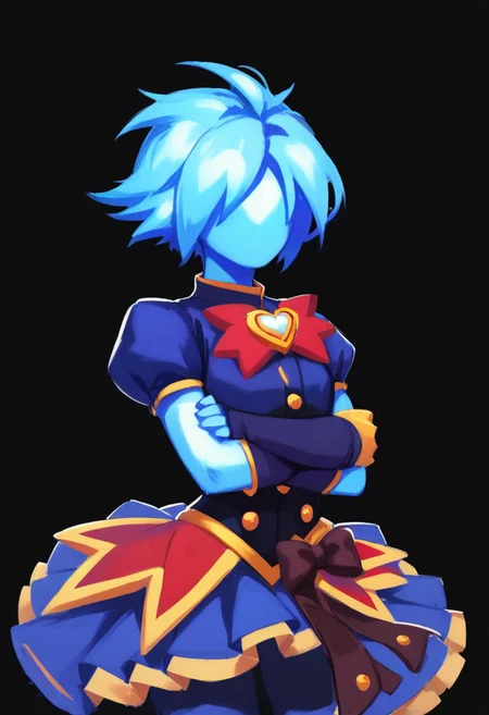 score_9, score_8_up, score_8, 1girl, portrait, skinny, vivid colors, (magical girl, mahou shoujo:1.3), short hair, steampunk dress, magical girl dress, simple black background,
Novakid, faceless, no eyes, no mouth, no nose, no facial features, long fiery hair, body made of plasma, blue fiery hair, blue plasma, blue skin,
retanime, pikaole