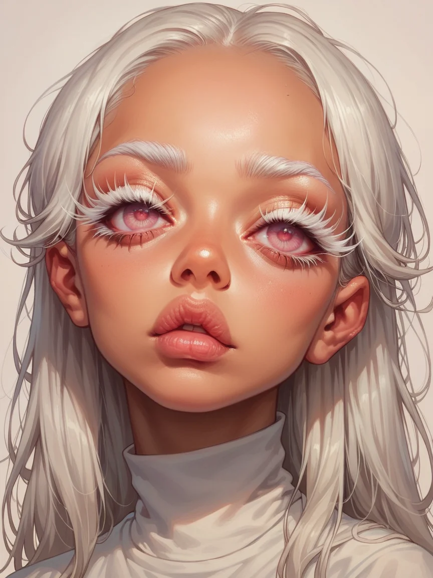 score_9, score_8_up, score_7_up, score_6_up, <lora:l4rg33y3sXLP:0.9> l4rg33y3s, 1girl, portrait, white eyelashes, white hair, long hair, pink eyes