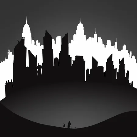 <lora:Maximalist_Drawing_BW:0.9> PStyl3, cityscape, negative space, monster
