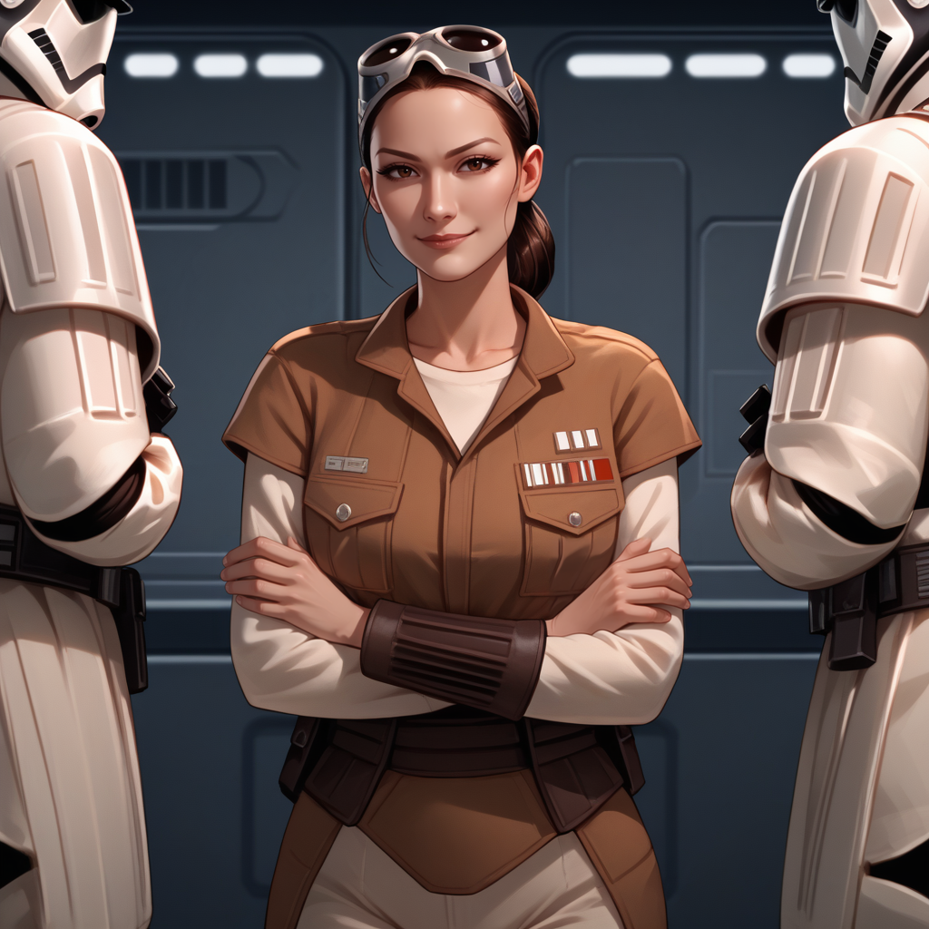 score_9, score_8_up, score_7_up, score_6_up, score_5_up, score_4_up, source_anime, photoshop \(medium\),<lora:JanOrs-000013-128:1.0> 1girl, JanOrs, jacket, sleeves, goggles, brown eyes, star wars, (prison cell:1.2), standing, seductive, smirk, behind bars, asian, stormtrooper, solo focus, hands on breasts
, science fiction