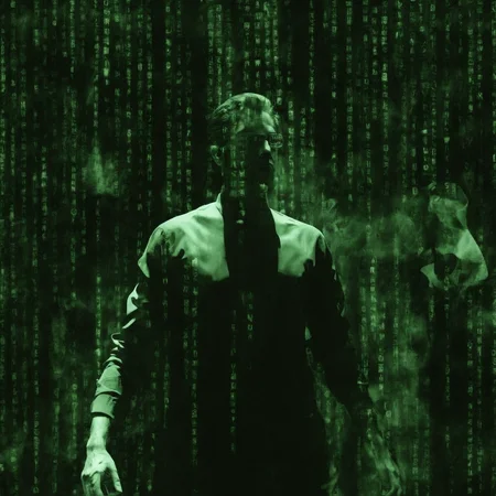 <lora:SDXL_matrix_Sa_May-V6:1> matrix a man