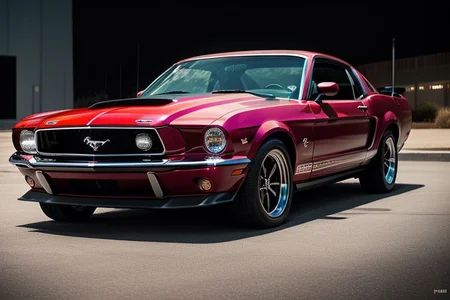 cars fantastic red, [ford mustang], speed, intricate detail ,dark background , HD. Photograph , in table((realism)), extremely high quality RAW photograph, ultra detailed photograph, sharp focus, high resolution, (detailed skin:1,3),high quality, film grain, Fujifilm XT3,Highly Detailed, movie, (Cinematic Photo:1.3) of (Realistic:1.3)