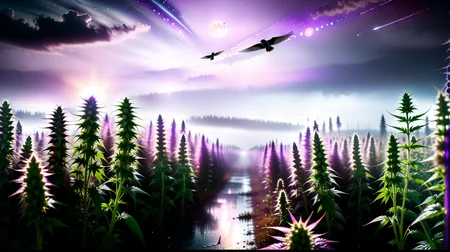 nsfw, Raw poster, concept art, landscape, psychedelic, a field of hemp plants "Purble Haze", the whole plant is flowering in violet colours and has grown very bushy whit large buds, foggy, random weather, random daytime, (love:1.3), (spring saeson:1.3), entropy, (mini insect:1.3), shallow depth of field detailed background, sunshaft, surreal, dark noir style, HDR, RAW, ray tracing reflections, sharp focus, ultra realistic, 12k
<lora:EDG_-_Test_Lora:0.3> <lora:more_details:0.3> <lora:SDXLHighDetail_v5:0.8>, Hyperrealistic art masterpiece Raw poster, extreme wide angle, concept art,(in space:2), shallow depth of field in extremely detailed background, transparent color vinyl holographic, chromatic aberration, landscape, psychedelic, full moon night, rain, extreme stormy weather, birds, dark noir style, HDR, RAW, ray tracing reflections, sharp focus, ultra realistic, 12k, detailed, lifelike, precise, vibrant, absurdres, extremely high-resolution details, photographic, realism pushed to extreme, fine texture, incredibly lifelike <lora:SDXLHighDetail_v5:0.8> <lora:Enhanced_XL_V1:0.1> enhanced,