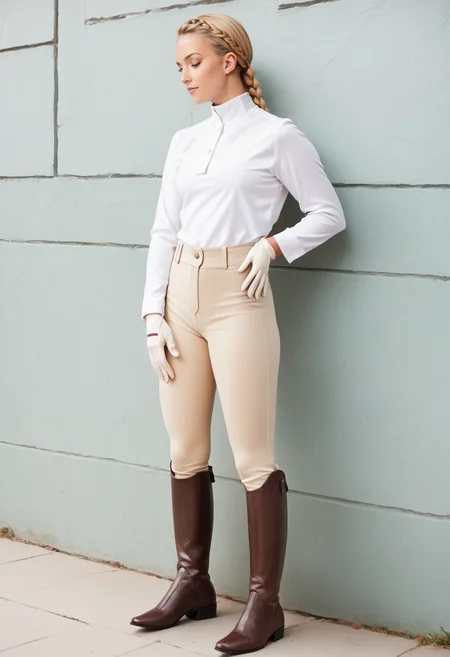score_9, score_8_up, score_7_up, source_anime
1girl, beige pants , <lora:ridingOutfitPony:1.0>, white gloves, white shirt, boots, long sleeves, blonde hair, braid, outside,