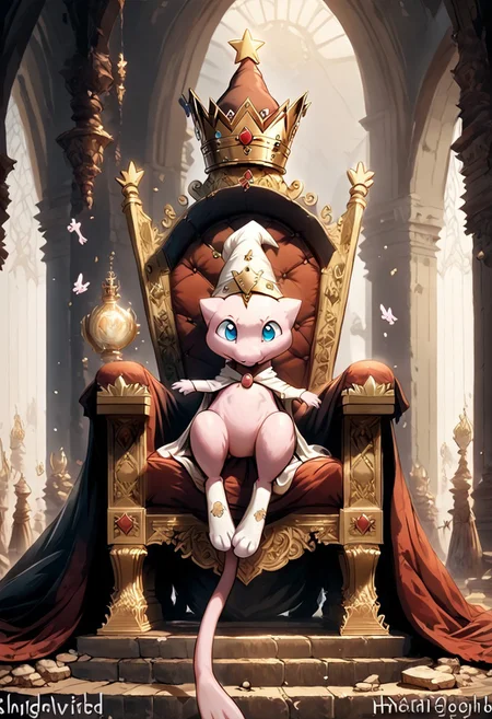 mew, wizard hat, crown, Throne