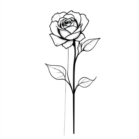 <lora:Minimalist_Line_Art:1>, ArsMJStyle, Minimalist Line Art, Floral outline, single stem, rose petals, delicate lines, botanical illustration, minimalist drawing, black ink, white background