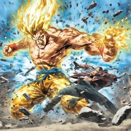 man fighting enemy, guns, power attack, finishing move, action shot