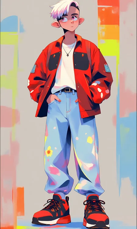 Overall showing a retro street style.