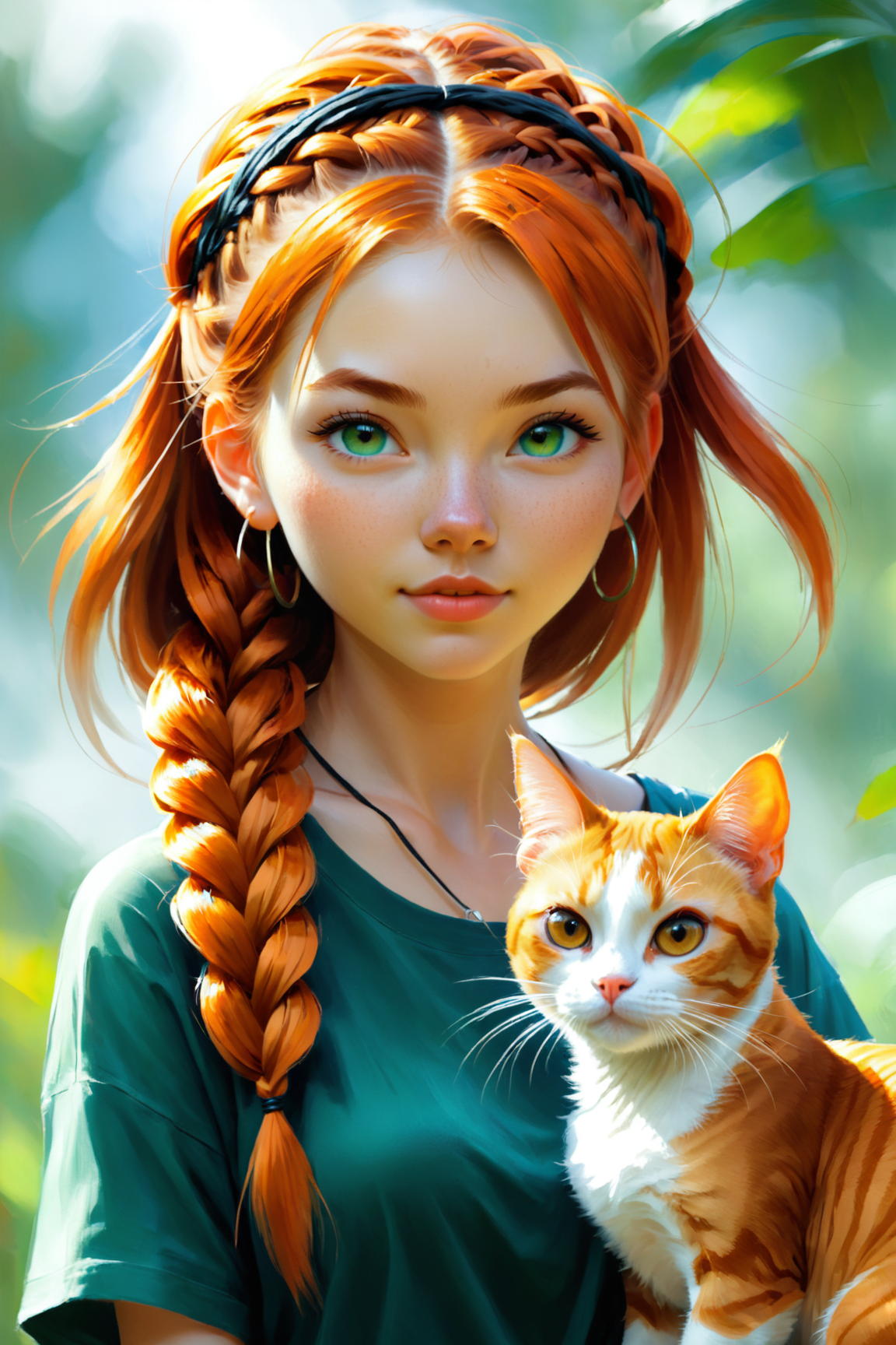 by Lois van Baarle, by Jane Newland, by Phuoc Hoai Nguyen, cute 18 year old woman and her pet, digital painting <lora:digital_painting_envy02:1.00>, ginger_braids  <lora:more_art:0.30><lora:clothing_slider:2.00><lora:great_lighting:1.30><lora:aesthetic:1.15><lora:photorealistic_portrait:1.25><lora:RMSDXL_Enhance:0.45><lora:RMSDXL_Creative:0.35><lora:RMSDXL_Photo:0.45><lora:RMSDXL_Darkness_Cinema:0.50><lora:XDetail_heavy:0.45><lora:perfect_eyes:0.15><lora:perfect_hands:0.15><lora:midjourney:-0.15><lora:looking_at_viewer:0.75><lora:dpo:0.25>