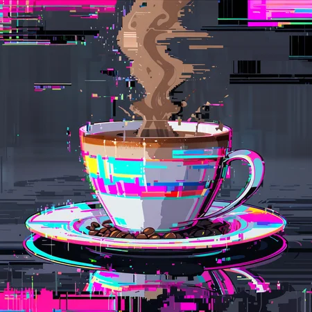 ,glitchstyle,<lora:Glitch_style-xl:0.8>,masterpiece,
coffee,solo,.glitch,
