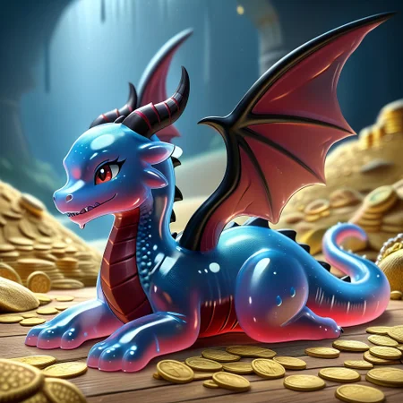 1dragon, highly detailed black dragon, black dragon made out of slime, scaly black slime dragon, slime dragon with red eyes, black slime dragon laying in its hoard, black slime dragon with wings, dragon wings, detailed claws, detailed feet, detailed tail,
multi-colored gems made out of slime, in a room of treasure made out of slime, tiny gold coins and bars made out of slime, piles of tiny coins, piles of tiny gold slime coins, piles of gold slime, tiny gold slime coins, only tiny coins, translucent slime coins,
treasure-room, treasure, gemstone, coins, gold bars, gold pile,
everything made of slime, No simple background,
((translucent slime)), ((transparent slime)), (bioluminescent slime), sl1m3d, slime, slime-morph, saturated colors,