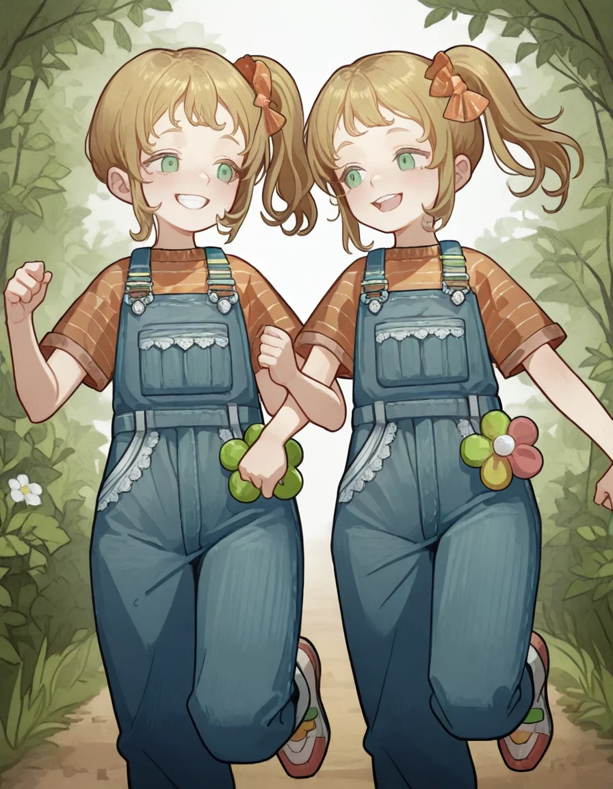 twins, 2girls, louise , lisa
, smile, playful, running,
, orange shirt, overalls
<lora:twins_sleep:1>, (masterpiece, best quality, high quality, highres, ultra-detailed),